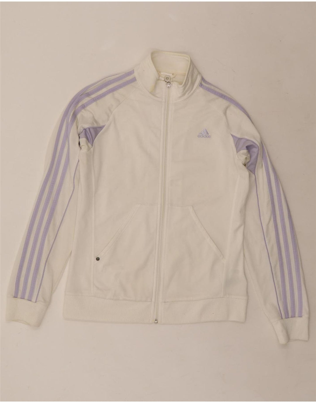 ADIDAS træningsdragt topjakke til kvinder UK 16 Large off white polyester
