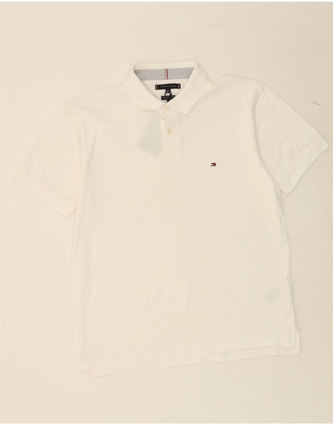TOMMY HILFIGER Mens Regular Fit Polo Shirt XL White Cotton Vintage Tommy Hilfiger and Second-Hand Tommy Hilfiger from Messina Hembry 
