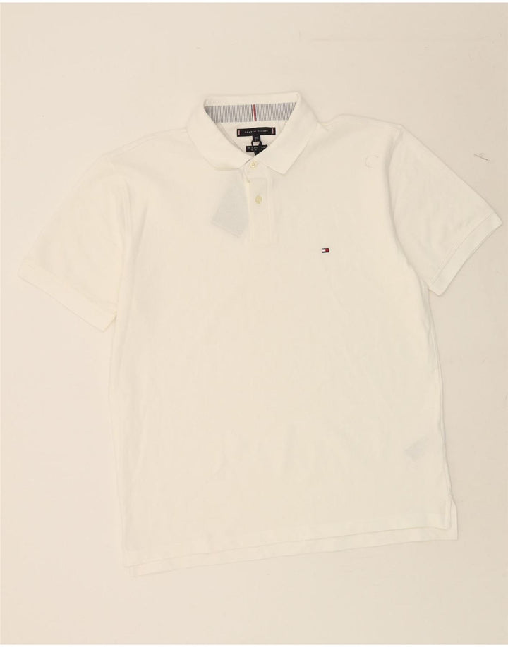 TOMMY HILFIGER Mens Regular Fit Polo Shirt XL White Cotton Vintage Tommy Hilfiger and Second-Hand Tommy Hilfiger from Messina Hembry 
