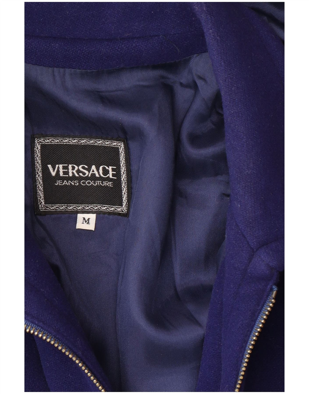 VERSACE Duffle Coat med hætte til mænd UK 38 Medium Blue Wool Designer