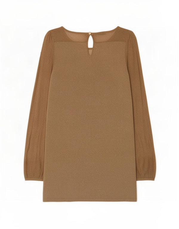 Oasis Dame Langærmet Jumper Kjole UK 12 Medium Guld Akryl