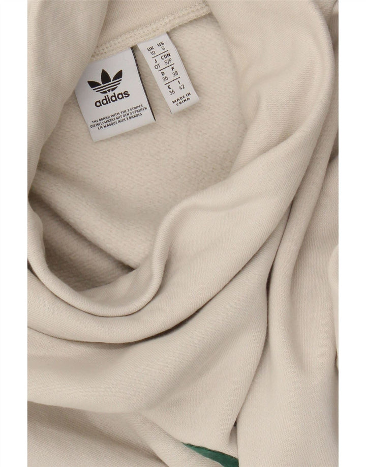 Adidas Dame Grafisk Oversized Sweatshirt Jumper UK 10 Small Off White