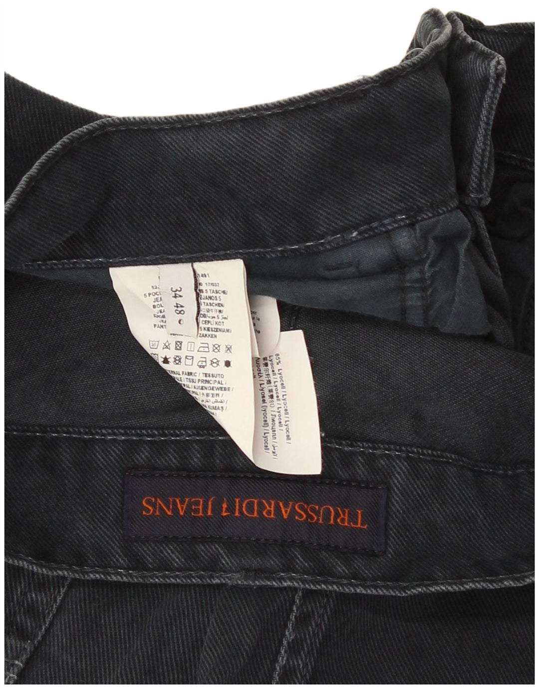 Trussardi Herre Straight Jeans IT 48 Medium W34 L30 Sort Bomuld