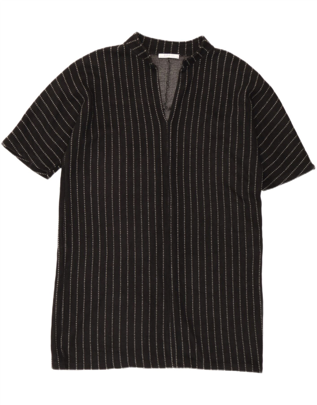 Zara Womens Oversized Shift Dress UK 14 Mellem sort stribet akryl