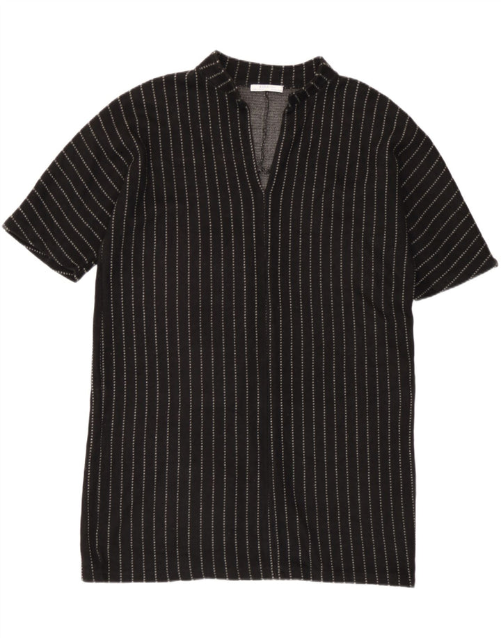 Zara Womens Oversized Shift Dress UK 14 Mellem sort stribet akryl