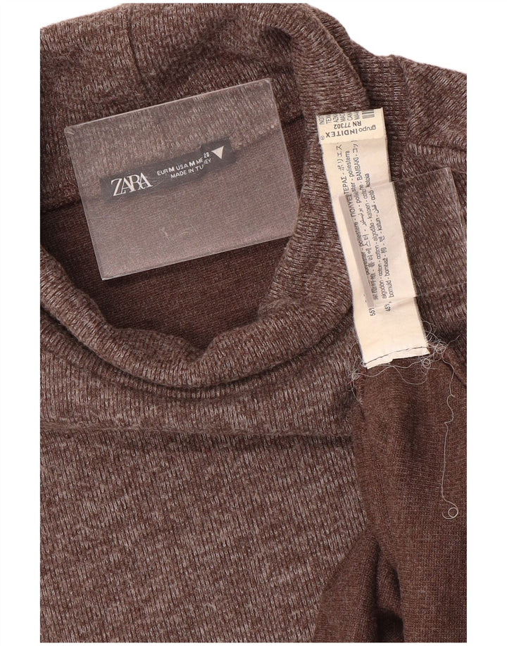 ZARA Womens Vest Tank Top UK 12 Medium Brown Polyester