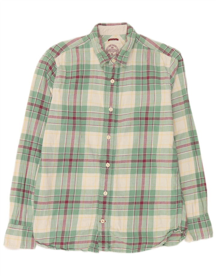 Fat Face Herre Flanellskjorte Lille Grøn Plaid Bomuld