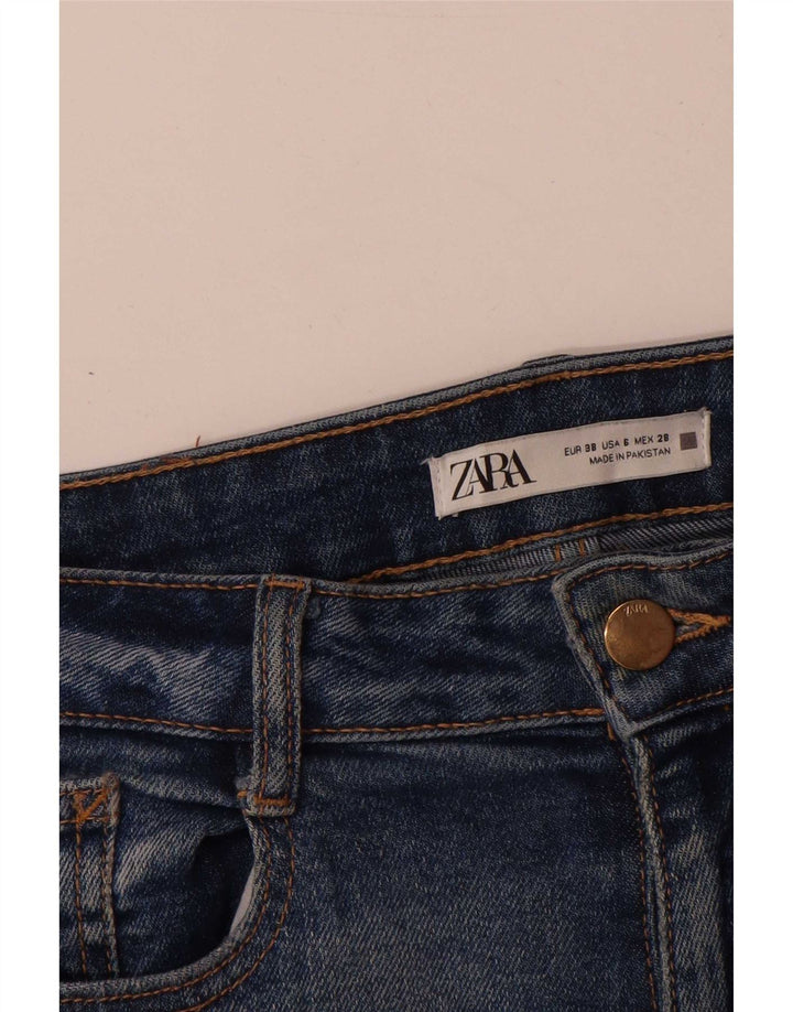 Zara Dame Flared Jeans EU 38 Small W28 L34 Blå Bomuld