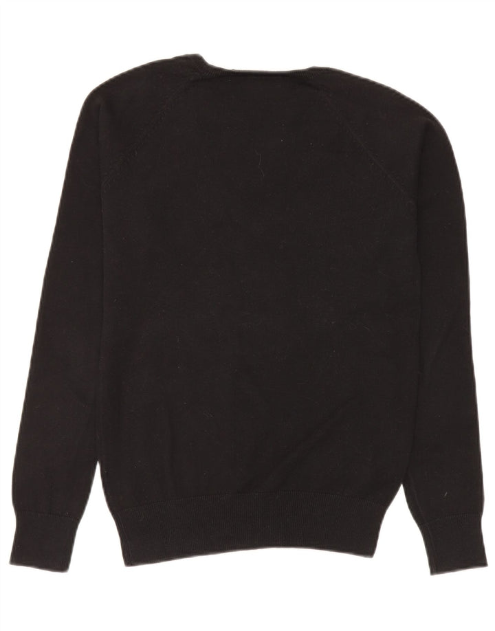 Zara Dame V-hals sweater UK 14 Medium Sort Bomuld