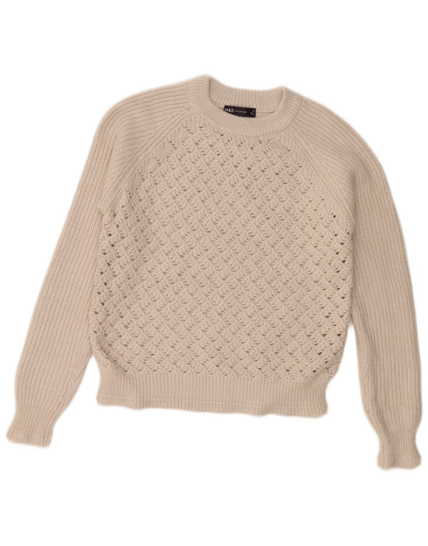 Marks & Spencer Dame Loose Fit Jumper Sweater med rund hals UK 6 XS Off White