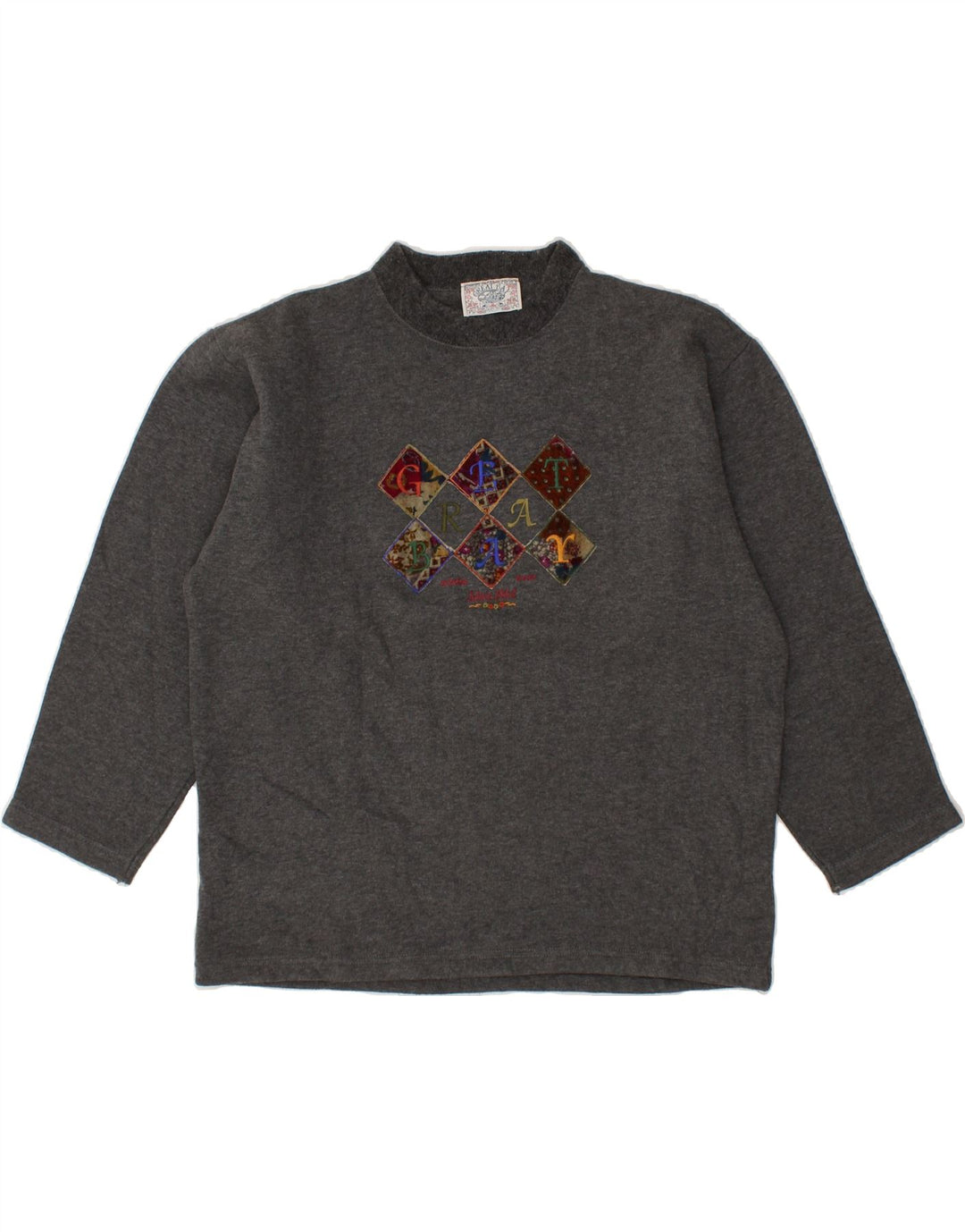 GREAT BAY Womens Graphic Sweatshirt Jumper Large Grey Cotton Vintage Great Bay and Second-Hand Great Bay from Messina Hembry 