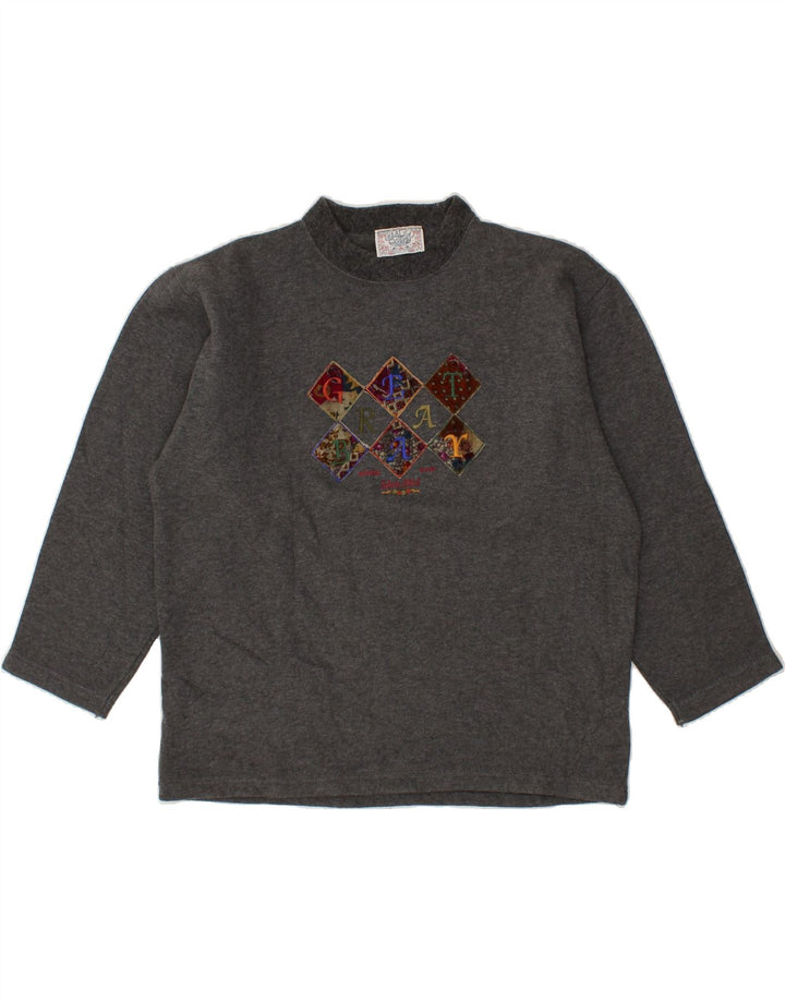 GREAT BAY Womens Graphic Sweatshirt Jumper Large Grey Cotton Vintage Great Bay and Second-Hand Great Bay from Messina Hembry 