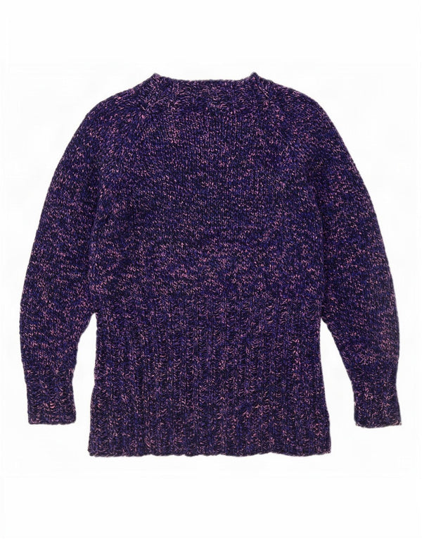 Vintage Dame Turtle Neck Jumper Sweater UK 12 Medium Lilla Flecked