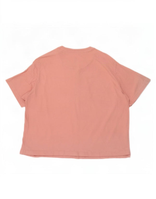 Adidas Womens Crop T-Shirt Top UK 16 Large Pink Bomuld