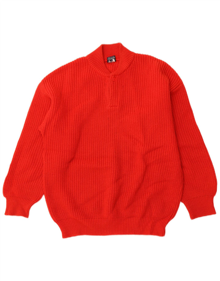 PANCARI Herre Button Neck Jumper Sweater IT 48 Medium Rød Ny Uld