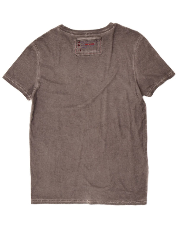 Desigual Herre grafisk T-shirt Top mellemgrå bomuld
