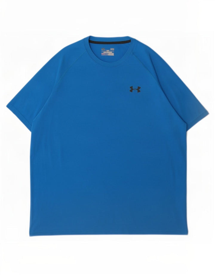 Under Armour Herre Heat Gear T-Shirt Top Stor Blå