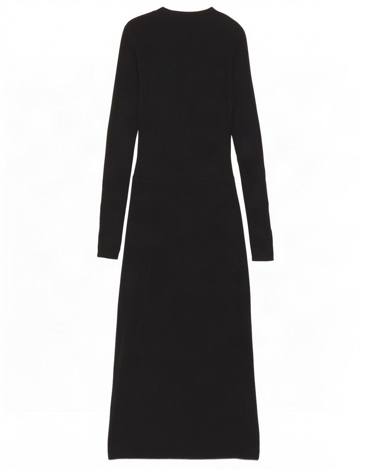 Massimo Dutti Dame Langærmet Jumper Kjole UK 8 Lille sort uld