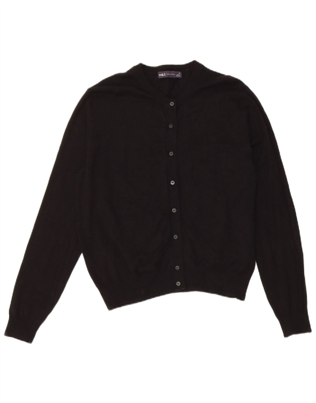 Marks & Spencer Womens Crop Cardigan Sweater UK 14 Medium Black Viscose