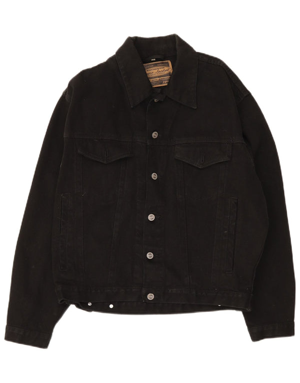 Jinglers Herre Loose Fit Denim Jacket UK 36 Small Black Bomuld