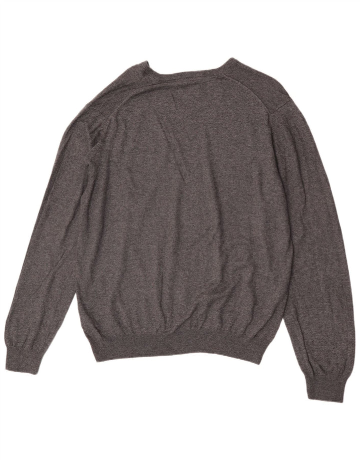 Marks & Spencer Herre Regular Fit V-hals sweater XL Grå Bomuld