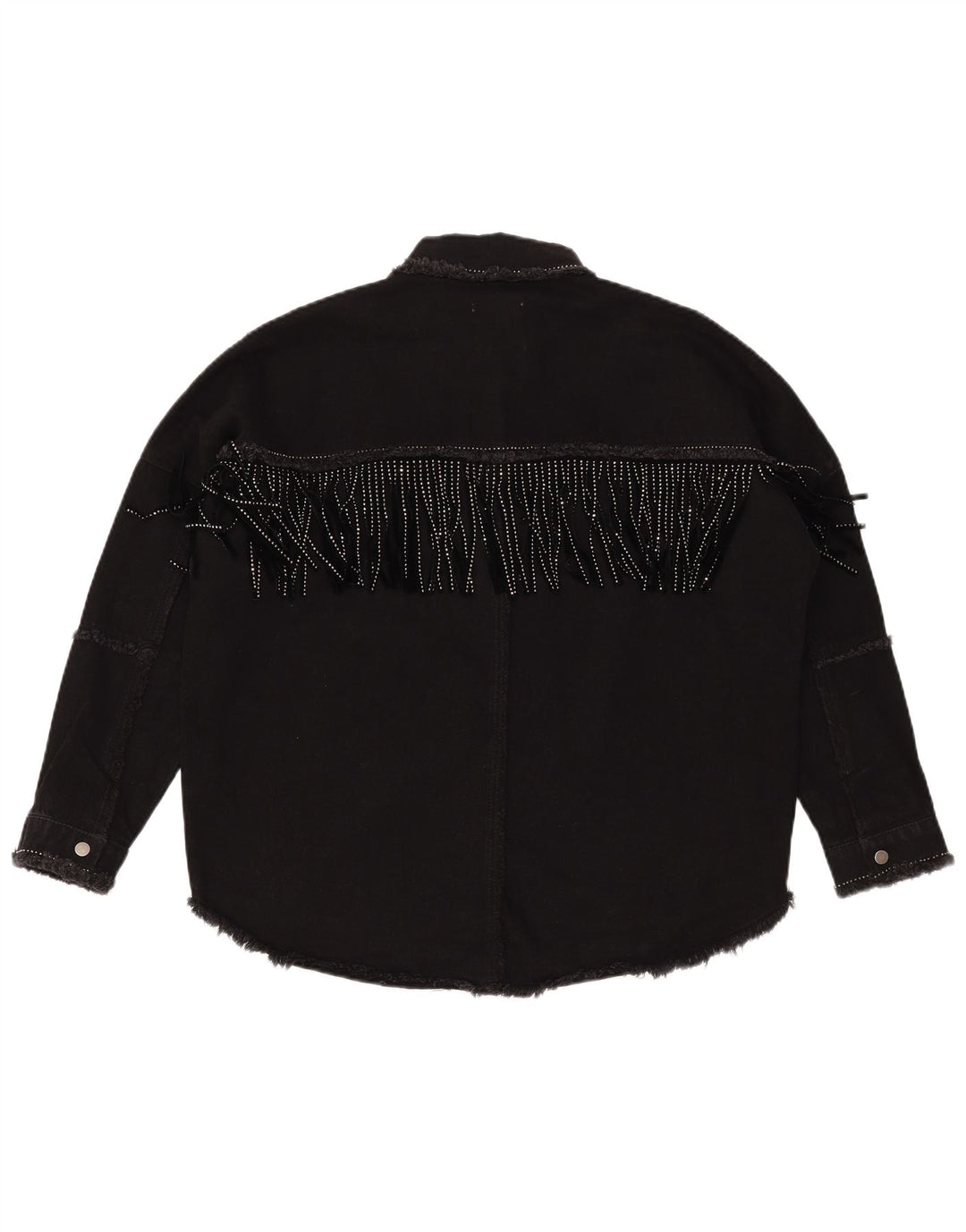 ZARA Dame Oversized denimjakke UK 6 XS Sort Bomuld