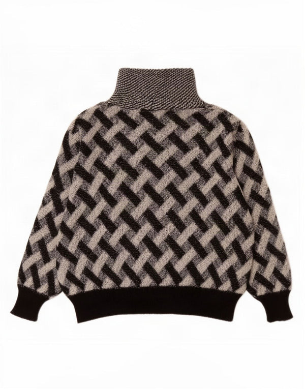 Vintage Dame Roll Neck Jumper Sweater UK 16 Large Black Check