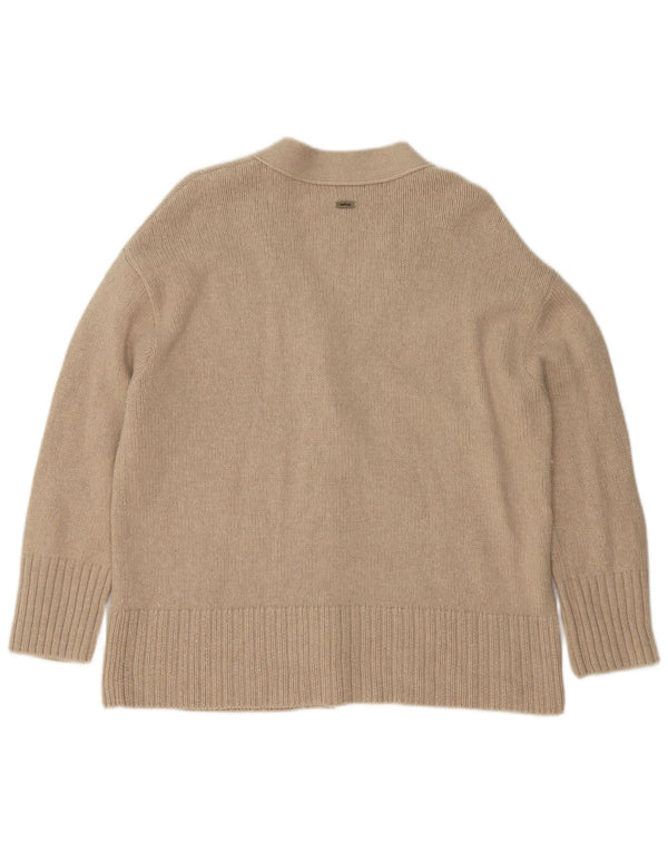 Barbour Womens Oversized Cardigan Sweater UK 10 Small Beige Bomuld