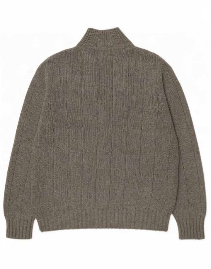 Marks & Spencer Herre Button Neck Jumper Sweater Medium Grey Viscose