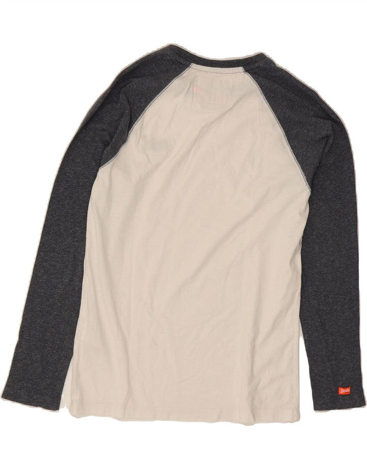 SUPERDRY Mens Top Long Sleeve Small White Colourblock Cotton Vintage Superdry and Second-Hand Superdry from Messina Hembry 