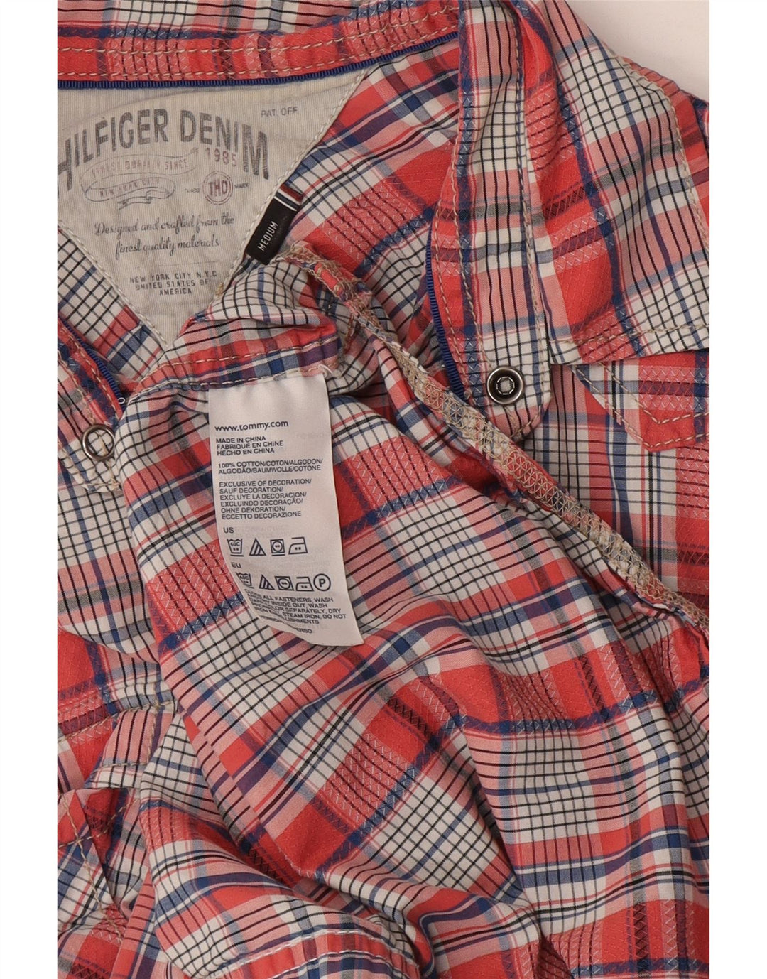 Hilfiger Denim Herre grafisk skjorte Medium rød ternet bomuld