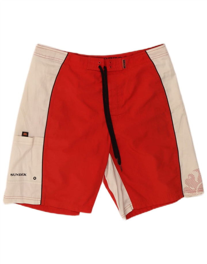 Sundek Herre grafiske svømmeshorts Medium Rød Colourblock Polyester