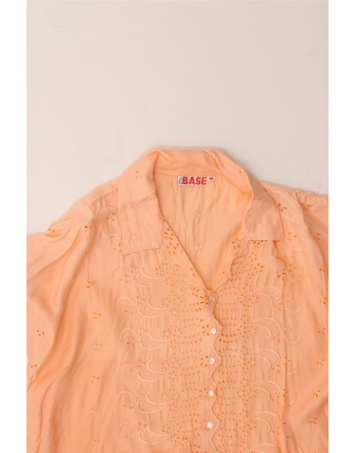 VINTAGE Womens Short Sleeve Shirt Blouse IT 46 Large Orange Viscose Vintage Vintage and Second-Hand Vintage from Messina Hembry 