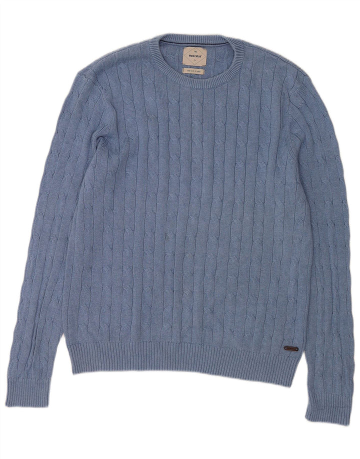 WHITE STUFF Herre Crew Neck trøje Sweater Large Blue Cotton
