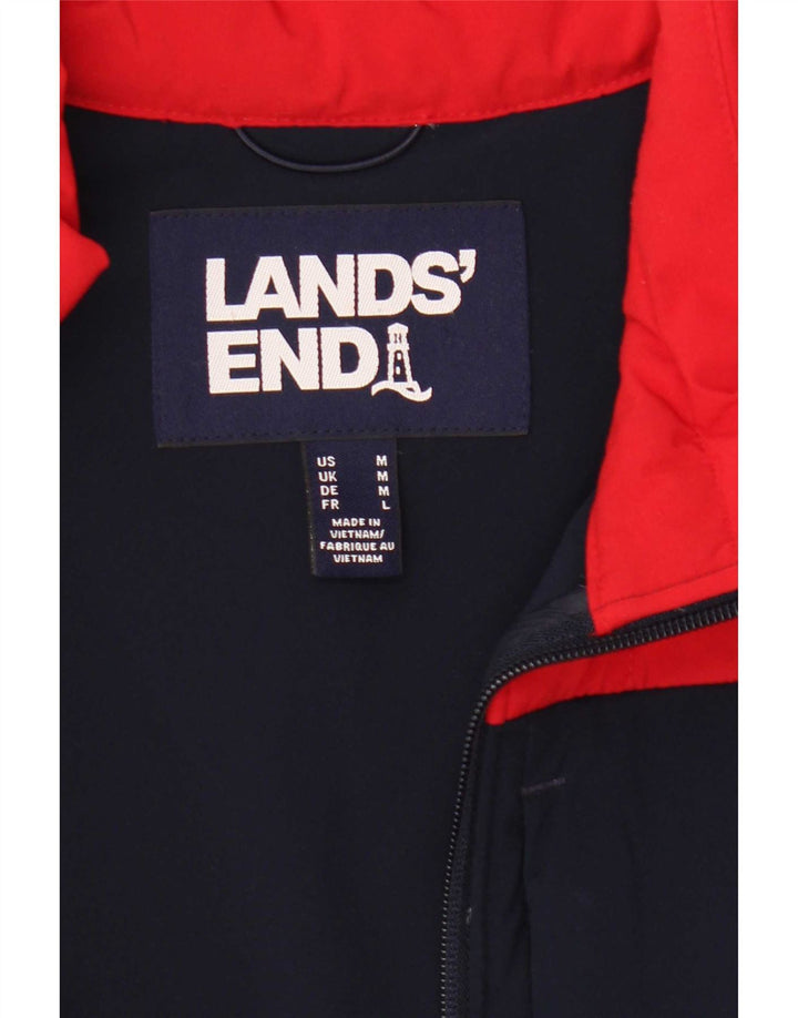 Lands End Herre polstret jakke UK 38 Medium Rød Colourblock Polyester