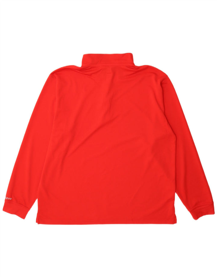 Izod Herre Zip Neck Pullover Træningsdragt Top 2XL Rød Polyester