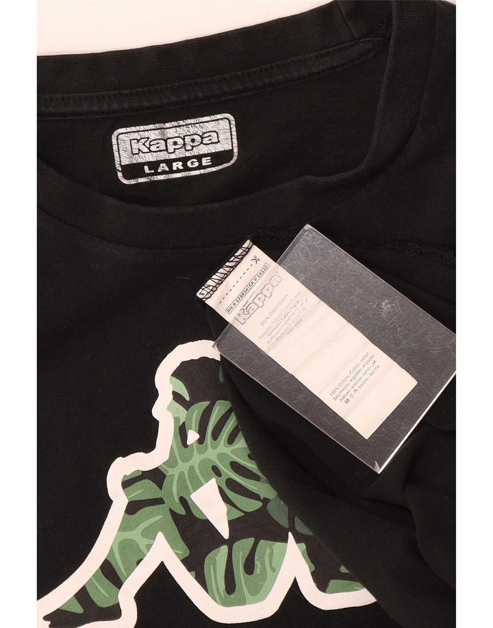 Kappa Herre Grafisk T-Shirt Top Stor Sort Bomuld