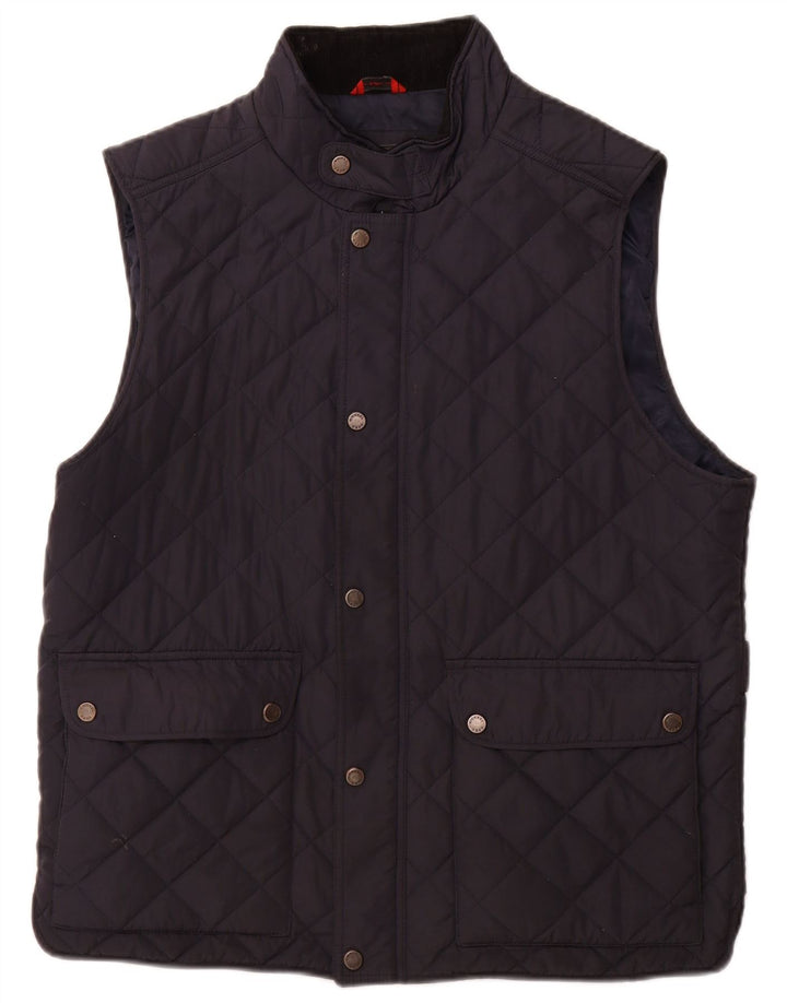MICHAEL KORS Mens Quilted Gilet UK 40 Large Navy Blue Polyester