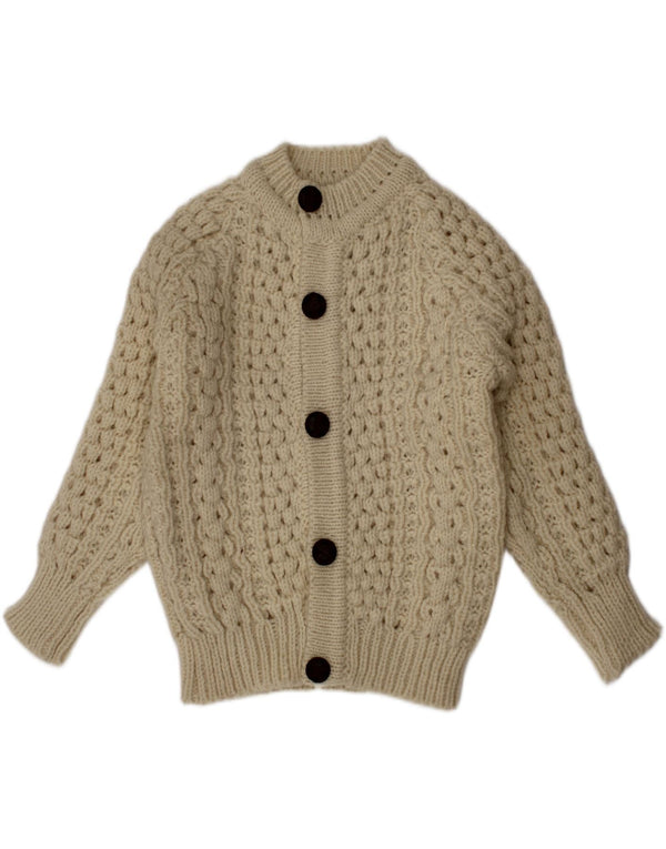 Cladyknit drenge cardigan sweater 3-4 år beige uld