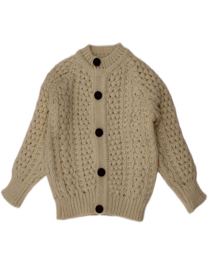 Cladyknit drenge cardigan sweater 3-4 år beige uld