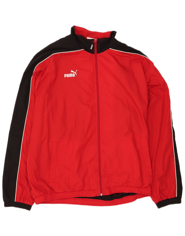 PUMA Mens Tracksuit Top Jacket Large Red Colourblock Polyester