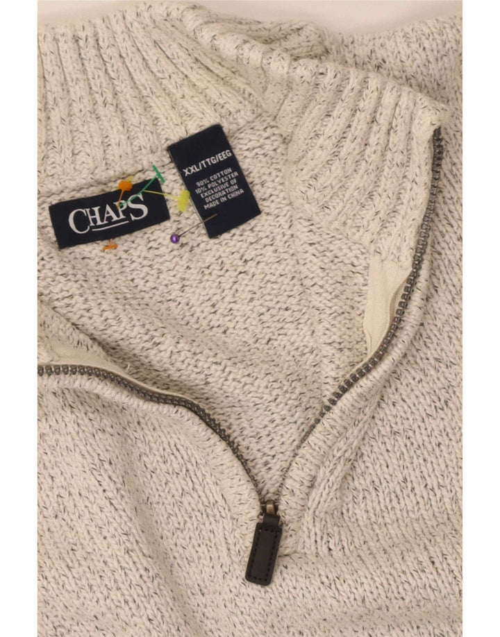 Chaps Herre Zip Neck Jumper Sweater 2XL Grå Flecked Bomuld