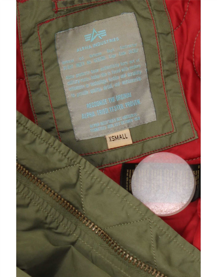 Alpha Industries Graphic Bomber Jacket til kvinder UK 6 XS Grøn Nylon