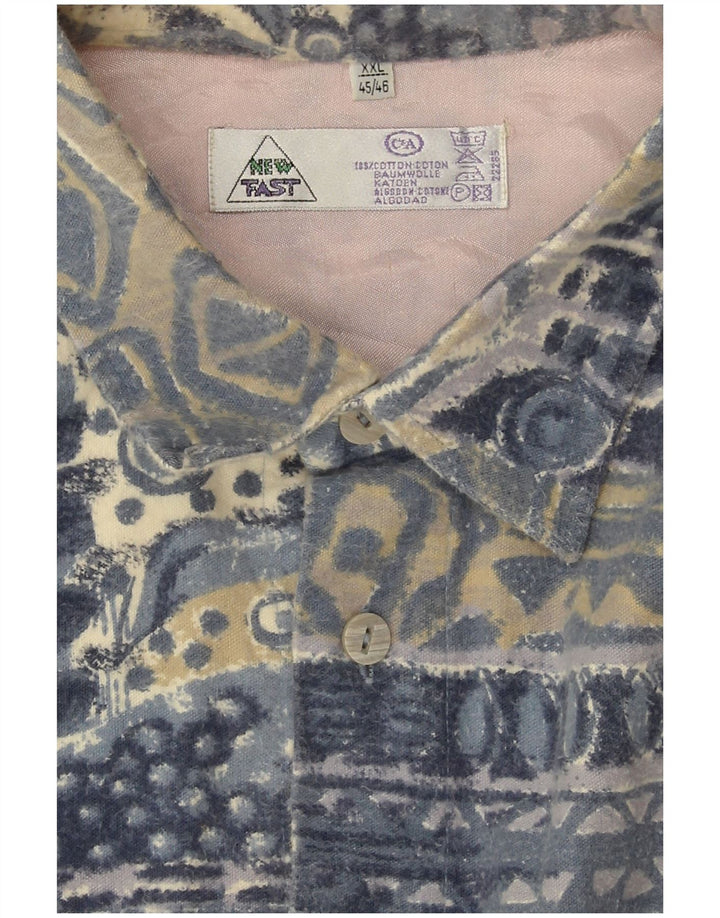 C & A Herre Flanelskjorte 2XL Blå Geometrisk Bomuld