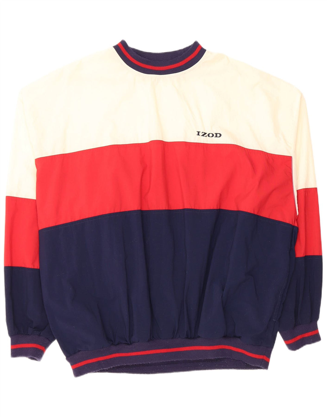 Izod Herre Pullover Træningsdragt Top XL Marineblå Colourblock Nylon