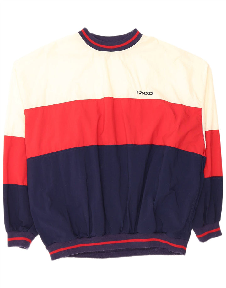 Izod Herre Pullover Træningsdragt Top XL Marineblå Colourblock Nylon