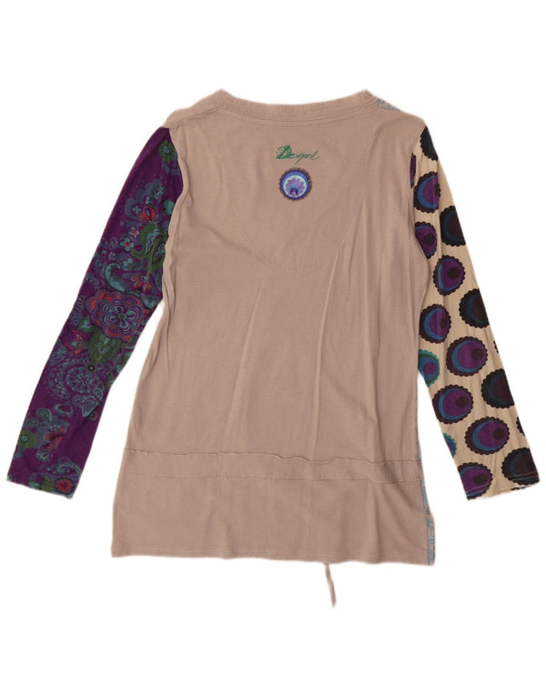 Desigual kvinders abstrakt mønster tunika top UK 18 XL beige bomuld
