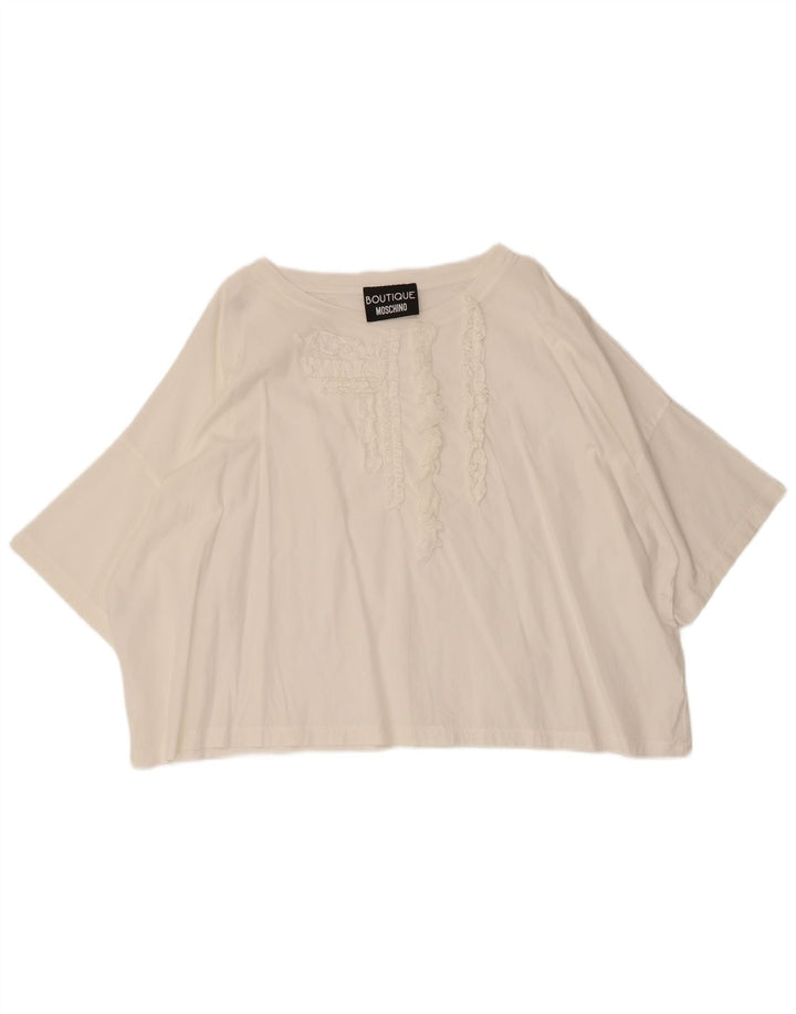 Moschino Dame Oversized bluse Top UK 20 2XL Hvid Bomuld