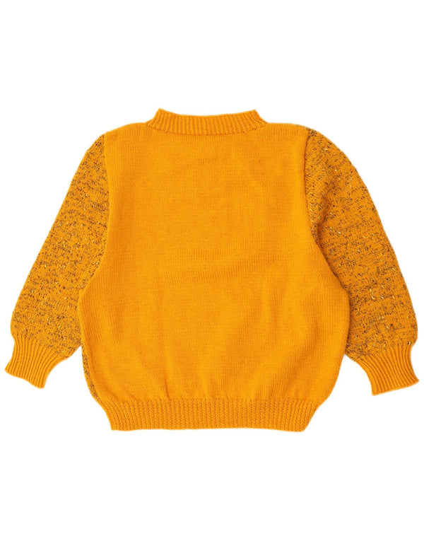 Vintage Dame Turtle Neck Jumper Sweater UK 16 Large Yellow Flecked