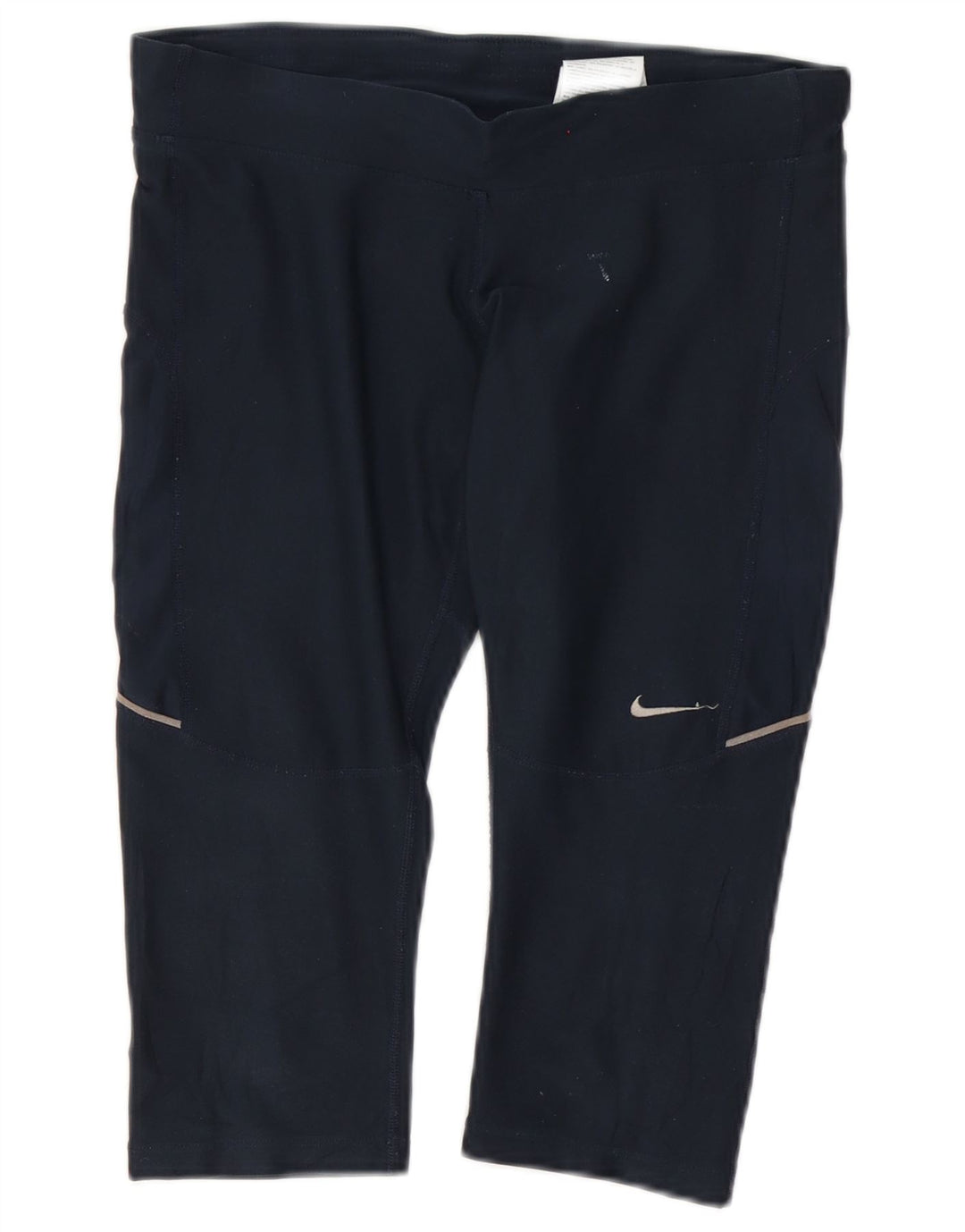 Nike Dame Dri Fit Capri Leggings UK 10 Small Navy Blue Polyester